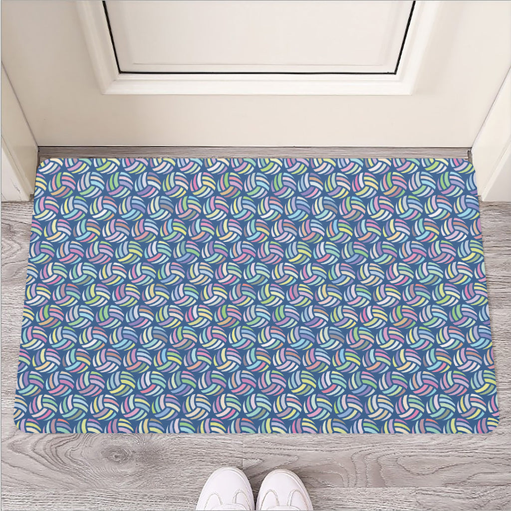 Pastel Volleyball Pattern Print Rubber Doormat