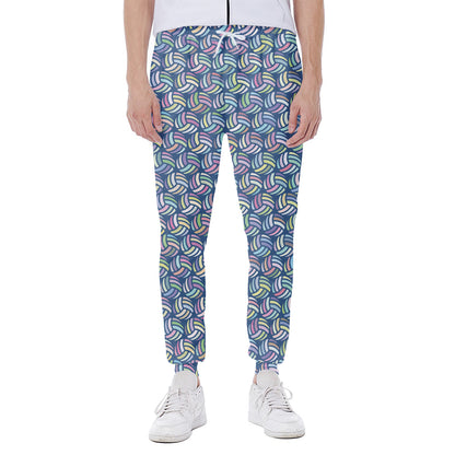Pastel Volleyball Pattern Print Scuba Joggers