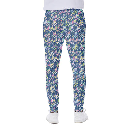 Pastel Volleyball Pattern Print Scuba Joggers