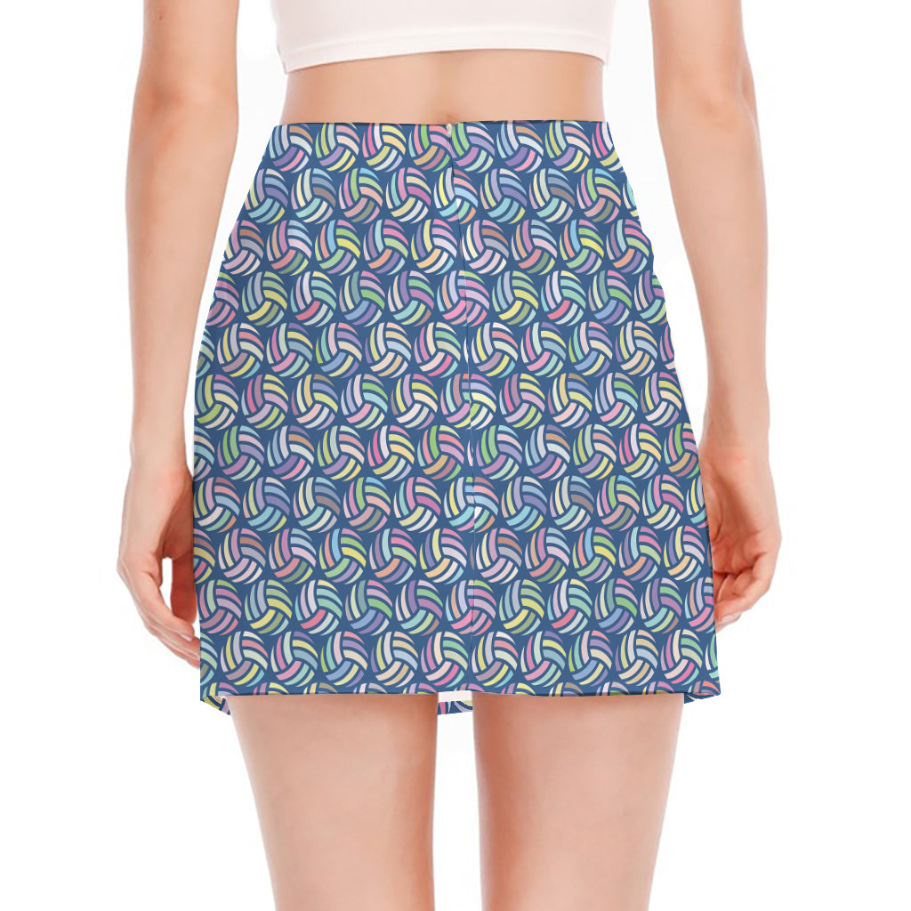 Pastel Volleyball Pattern Print Side Slit Mini Skirt