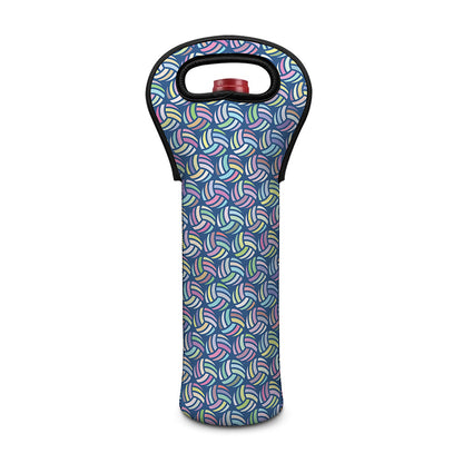 Pastel Volleyball Pattern Print Single Neoprene Wine Tote