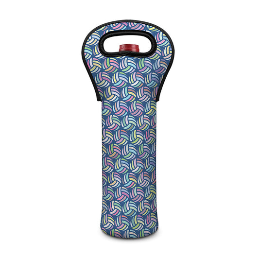 Pastel Volleyball Pattern Print Single Neoprene Wine Tote