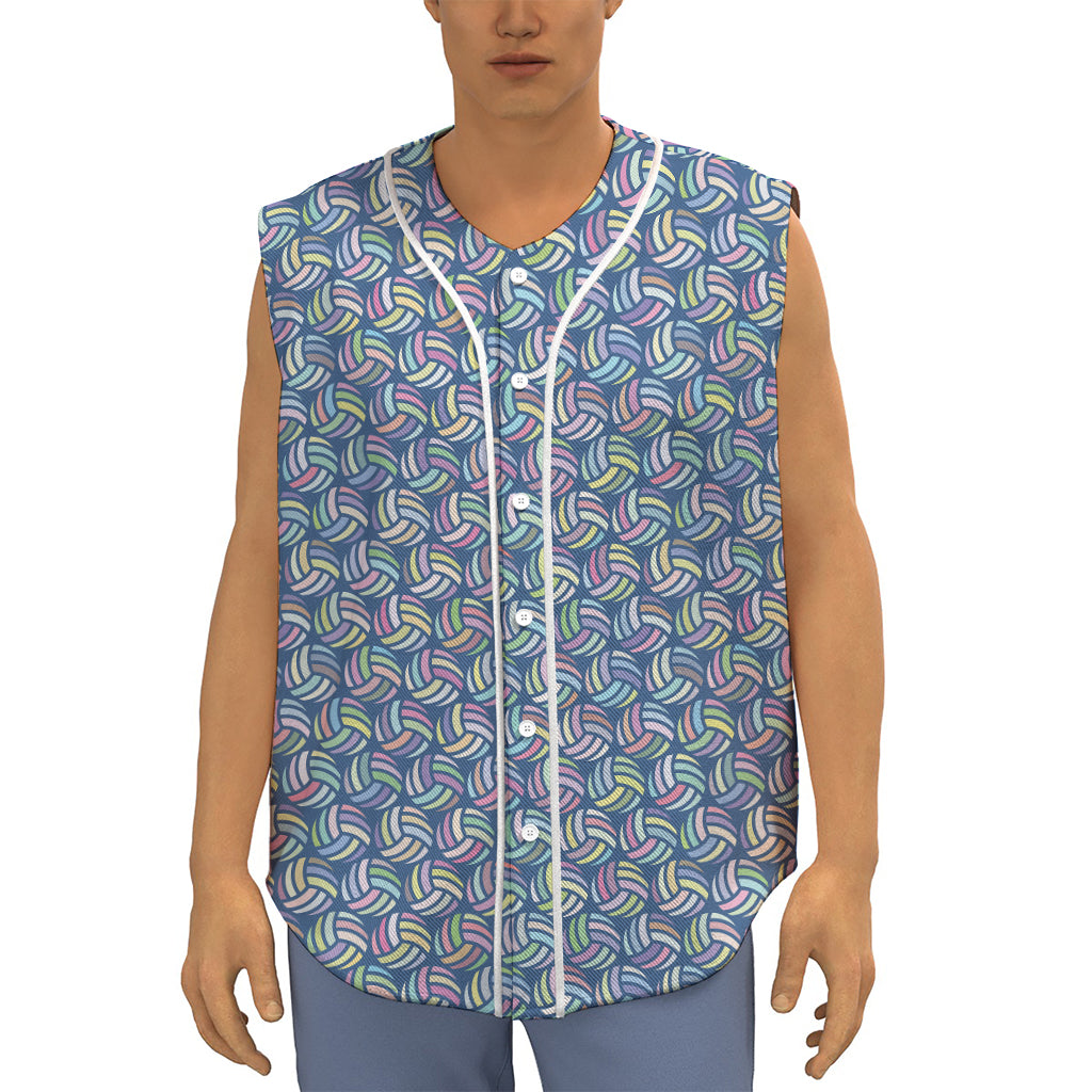 Pastel Volleyball Pattern Print Sleeveless Baseball Jersey