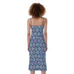 Pastel Volleyball Pattern Print Slim Fit Midi Cami Dress