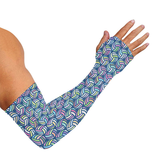 Pastel Volleyball Pattern Print Sun Protection Arm Sleeves