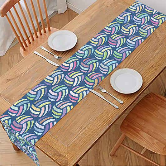 Pastel Volleyball Pattern Print Table Runner