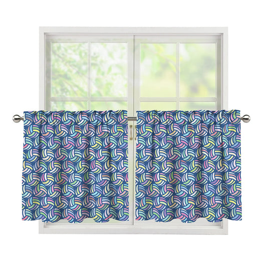 Pastel Volleyball Pattern Print Tier Curtains