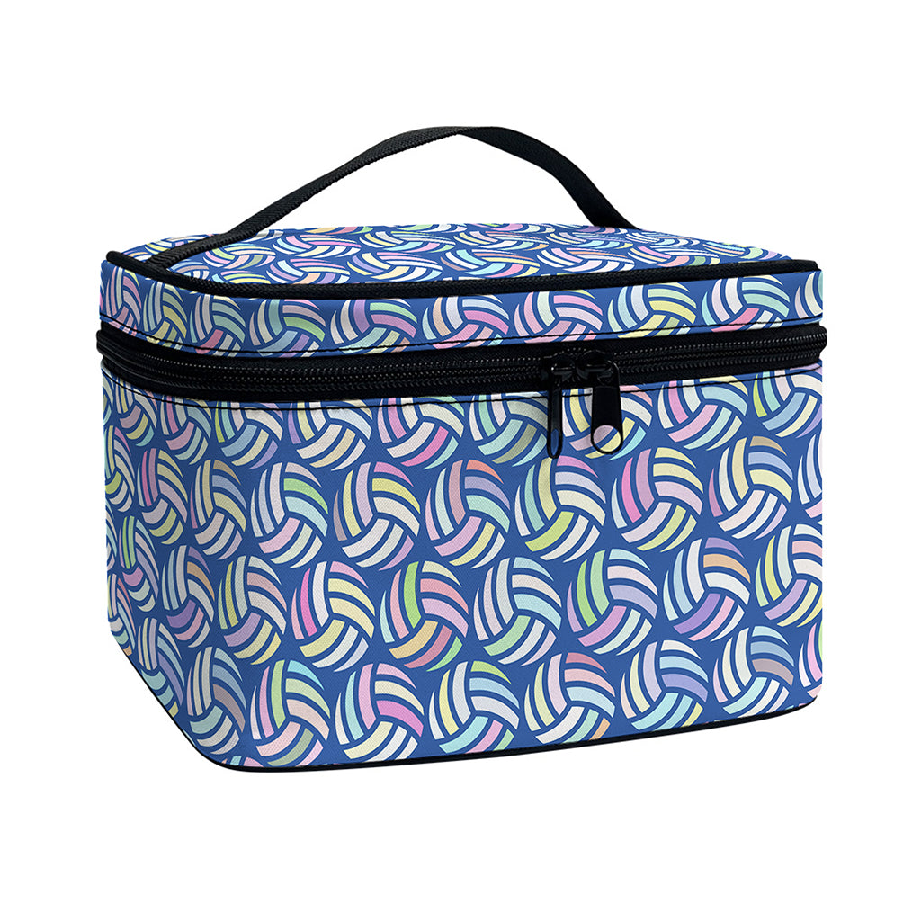 Pastel Volleyball Pattern Print Travel Makeup Bag