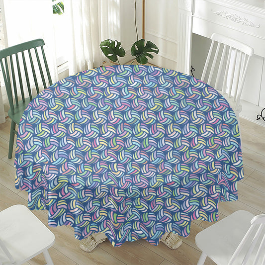 Pastel Volleyball Pattern Print Waterproof Round Tablecloth