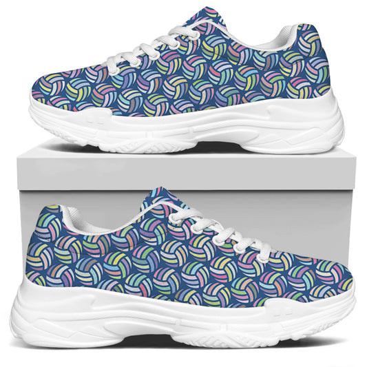 Pastel Volleyball Pattern Print White Chunky Shoes