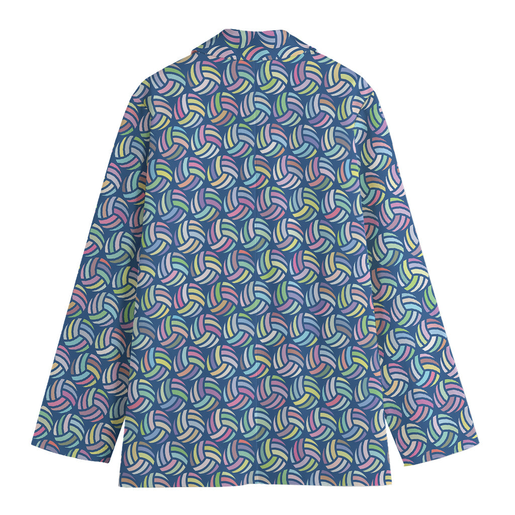 Pastel Volleyball Pattern Print Women's Cotton Blazer
