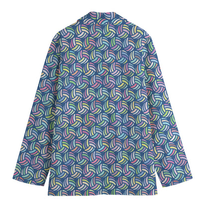 Pastel Volleyball Pattern Print Women's Cotton Blazer