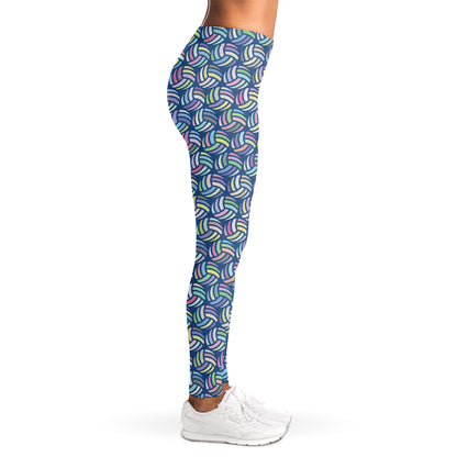 Pastel Volleyball Pattern Print Women's Leggings