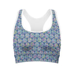 Pastel Volleyball Pattern Print Women's Sports Bra