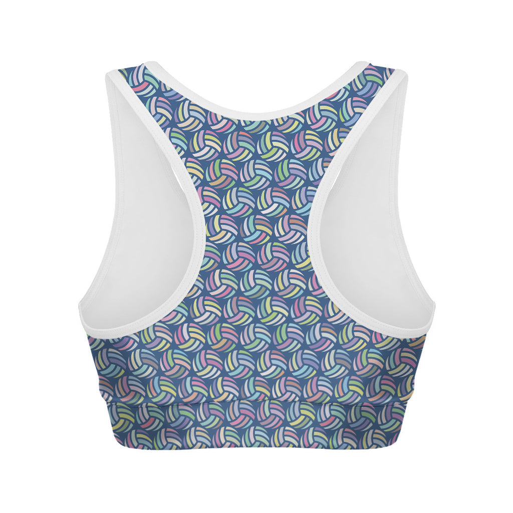 Pastel Volleyball Pattern Print Women's Sports Bra
