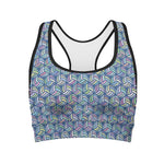 Pastel Volleyball Pattern Print Women's Sports Bra