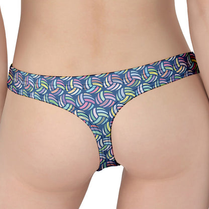 Pastel Volleyball Pattern Print Women's Thong