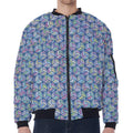 Pastel Volleyball Pattern Print Zip Sleeve Bomber Jacket