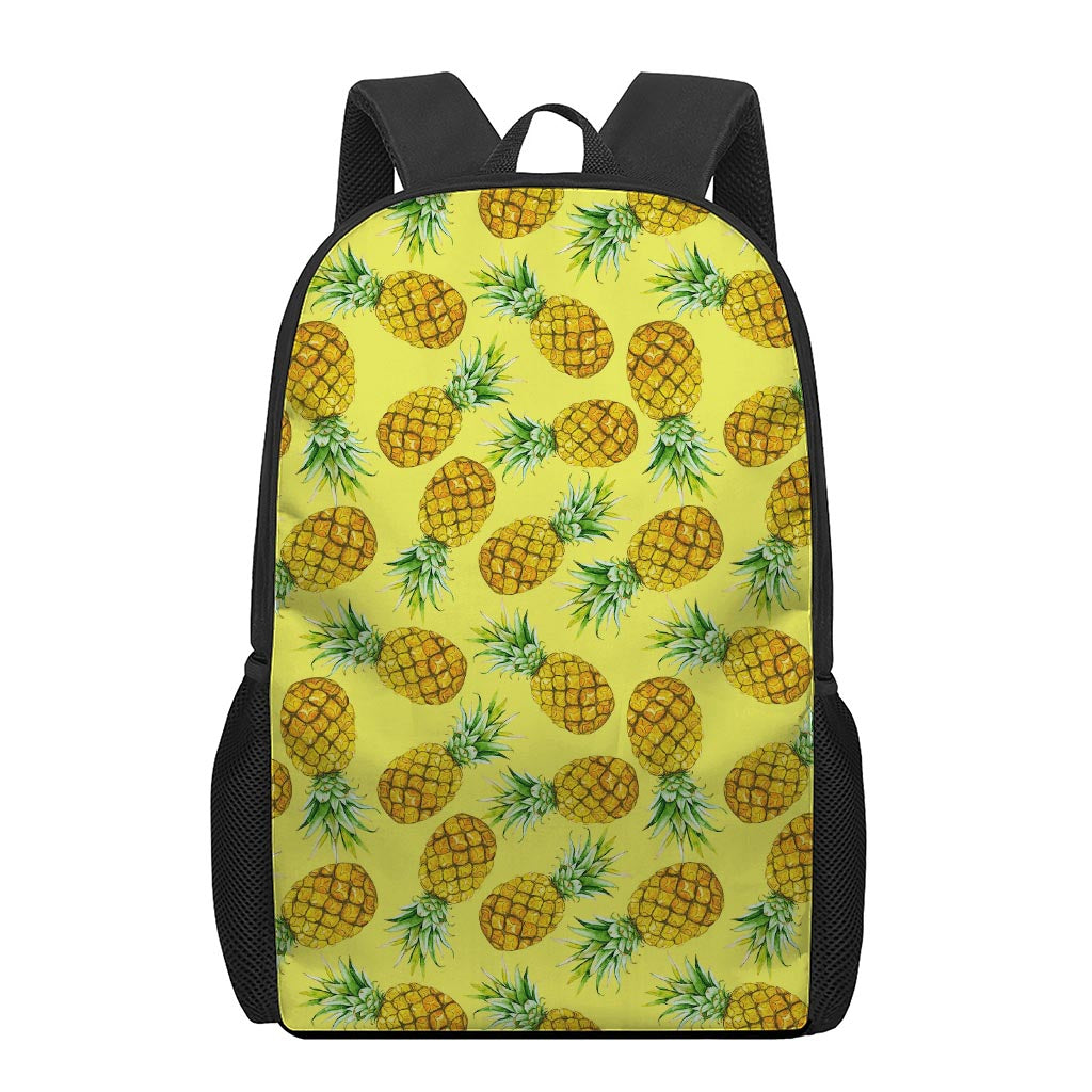 Pastel Yellow Pineapple Pattern Print 17 Inch Backpack