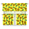 Pastel Yellow Pineapple Pattern Print 3 Piece Kitchen Curtains