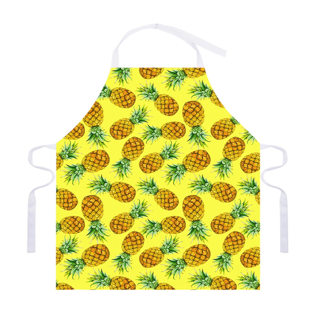 Pastel Yellow Pineapple Pattern Print Adjustable Apron