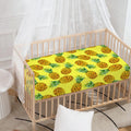 Pastel Yellow Pineapple Pattern Print Baby Crib Sheet