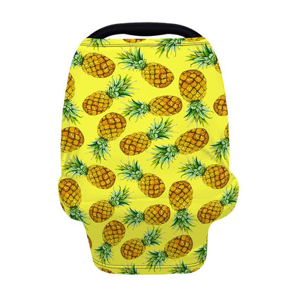 Pastel Yellow Pineapple Pattern Print Baby Seat Cover