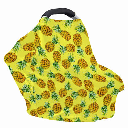 Pastel Yellow Pineapple Pattern Print Baby Seat Cover