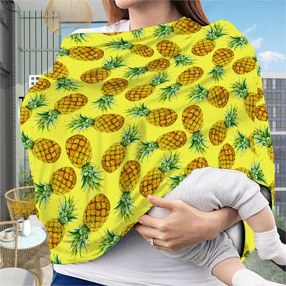 Pastel Yellow Pineapple Pattern Print Baby Seat Cover