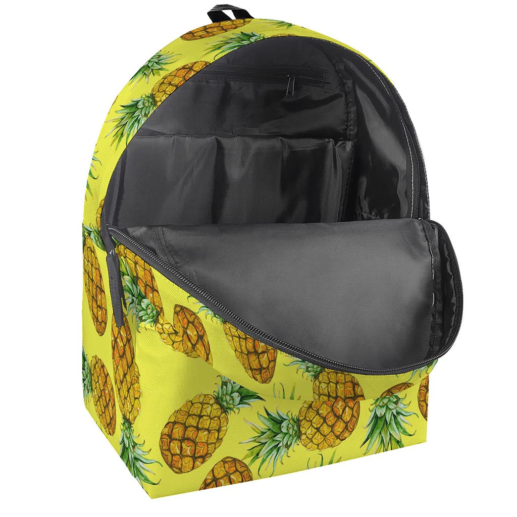 Pastel Yellow Pineapple Pattern Print Backpack