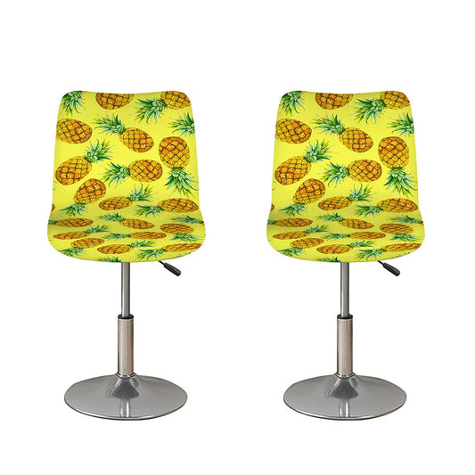 Pastel Yellow Pineapple Pattern Print Bar Stool Covers