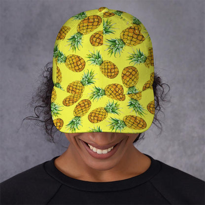 Pastel Yellow Pineapple Pattern Print Baseball Cap