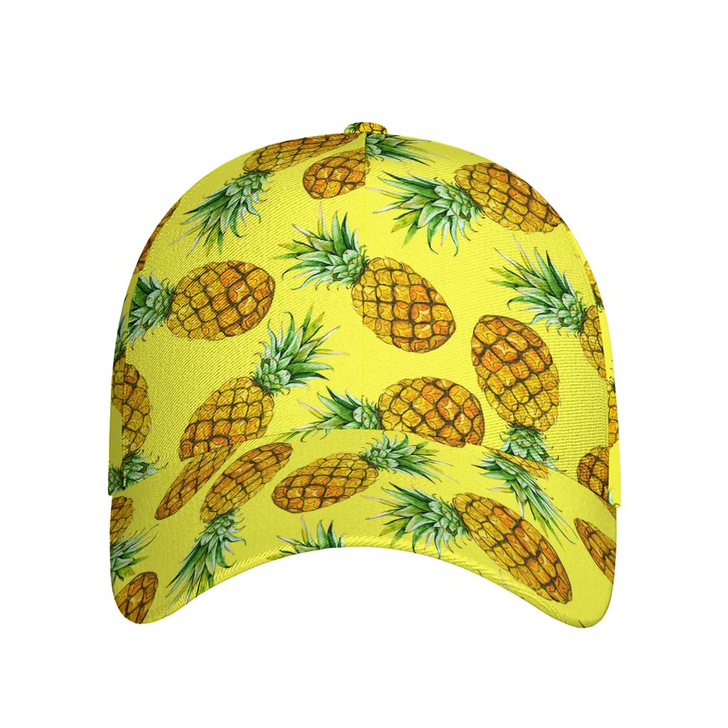 Pastel Yellow Pineapple Pattern Print Baseball Cap