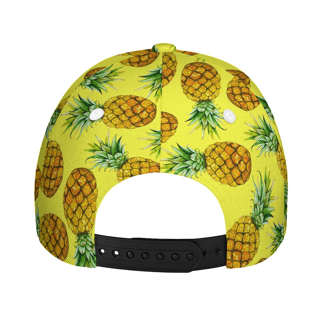 Pastel Yellow Pineapple Pattern Print Baseball Cap