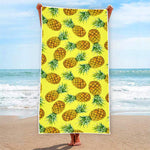 Pastel Yellow Pineapple Pattern Print Beach Towel