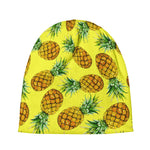 Pastel Yellow Pineapple Pattern Print Beanie