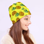 Pastel Yellow Pineapple Pattern Print Beanie