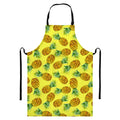 Pastel Yellow Pineapple Pattern Print Bib Apron With Pocket