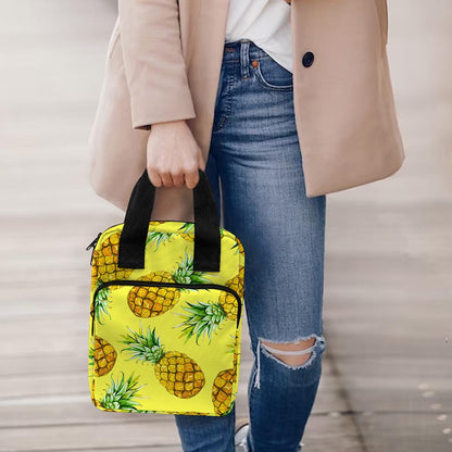 Pastel Yellow Pineapple Pattern Print Bible Tote Bag