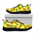 Pastel Yellow Pineapple Pattern Print Black Running Shoes