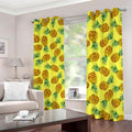 Pastel Yellow Pineapple Pattern Print Dimout Grommet Curtains