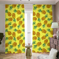 Pastel Yellow Pineapple Pattern Print Dimout Pencil Pleat Curtains