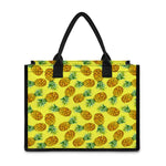 Pastel Yellow Pineapple Pattern Print Canvas Tote Bag