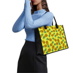 Pastel Yellow Pineapple Pattern Print Canvas Tote Bag