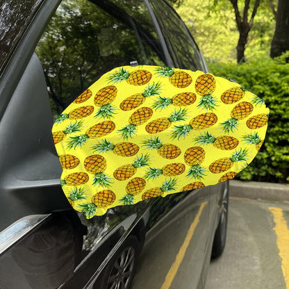 Pastel Yellow Pineapple Pattern Print Car Side Mirror Covers