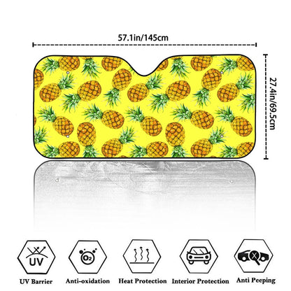 Pastel Yellow Pineapple Pattern Print Car Windshield Sun Shade