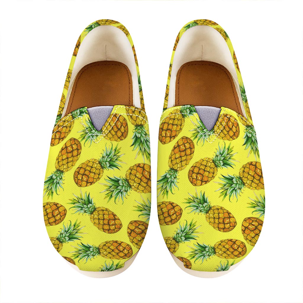 Pastel Yellow Pineapple Pattern Print Casual Shoes