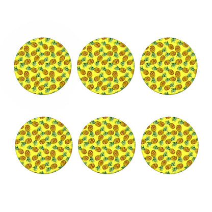 Pastel Yellow Pineapple Pattern Print Coaster Set