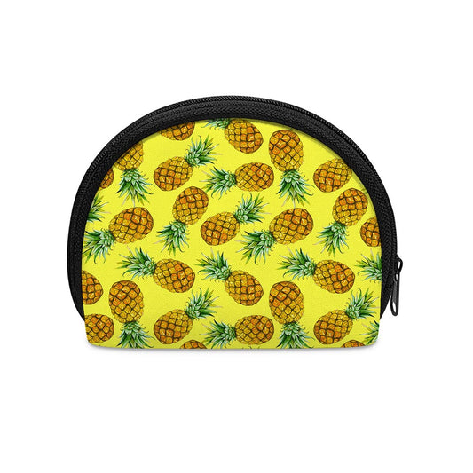Pastel Yellow Pineapple Pattern Print Coin Purse