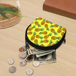 Pastel Yellow Pineapple Pattern Print Coin Purse
